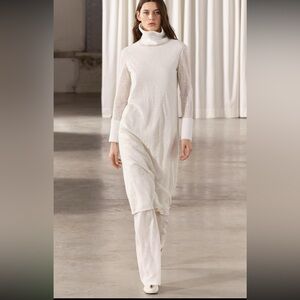 Zara wool blend jacquard wide leg pants Zara Woman collection